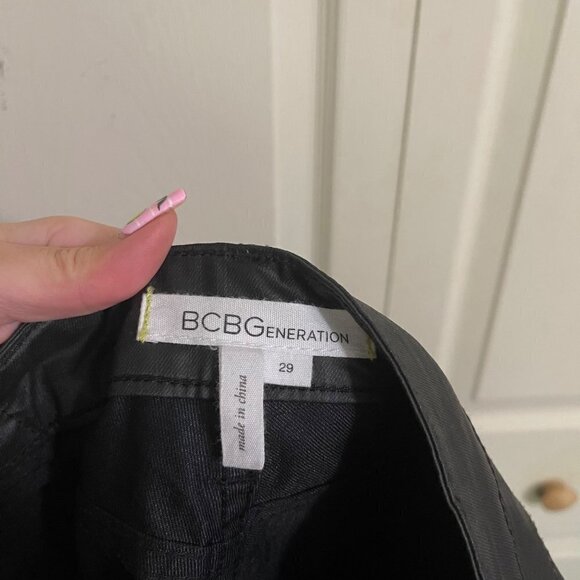 BCBGeneration Womens Black Mid Rise Faux Leather Skinny Pants Size 29 - Picture 3 of 8